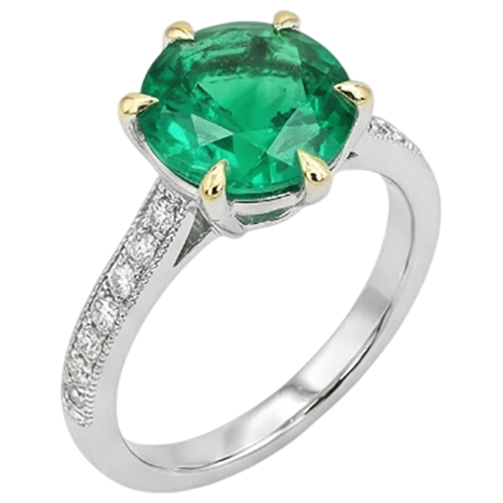 Émeraude Bague avec Gemme – vue d'angle
