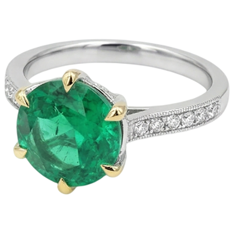 Émeraude Bague avec Gemme – vue de côté