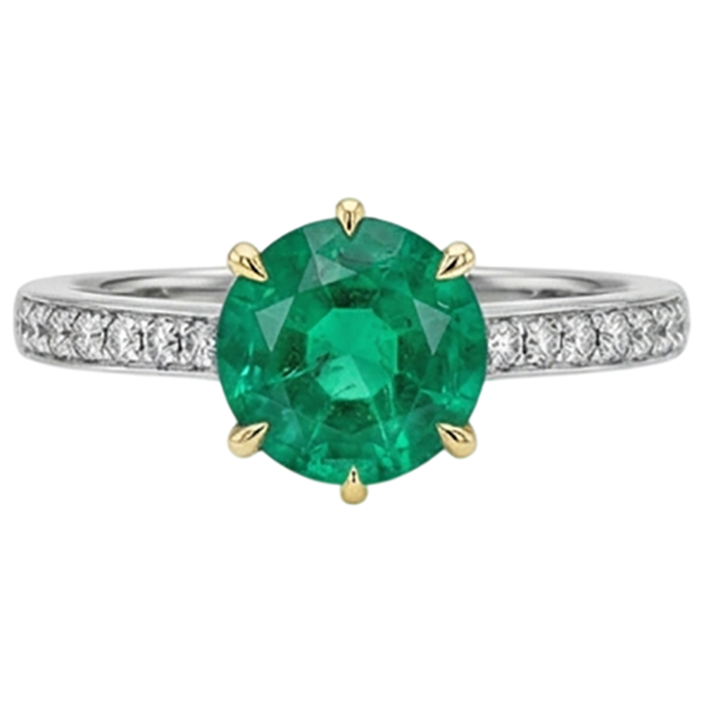 Émeraude Bague avec Gemme – vue de face