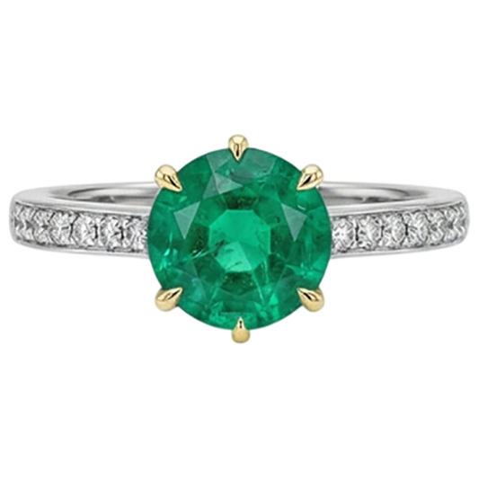 Émeraude Bague avec Gemme – vue de face