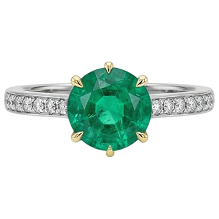 Émeraude Bague avec Gemme – vue de face