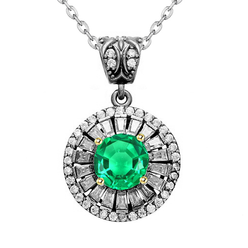 Émeraude Colombienne Collier Pendentif Pierre – vue principale