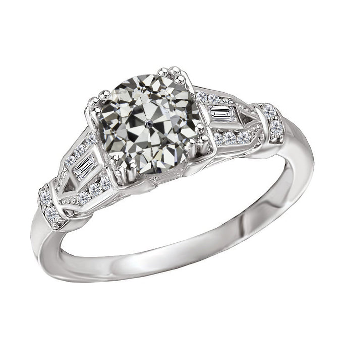 Diamant Bague Solitaire avec Accents 1,50 carats Or Blanc 14 Carats – vue principale