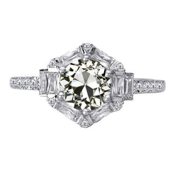 Étincelant Coussin Antique Diamant Fin Bague Halo – 1,50 carats