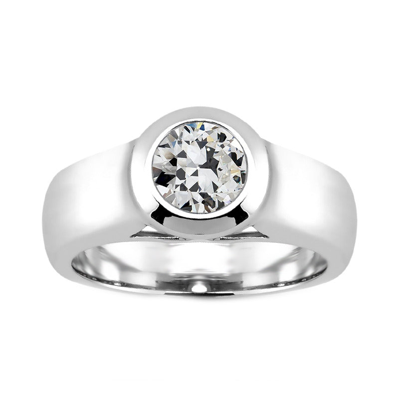 Taille Old Mine Diamant bague en Or Blanc 14 Carats – vue principale