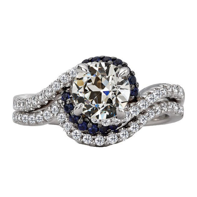 Confectionné main Bague Sertie Halo 2 carats – vue principale