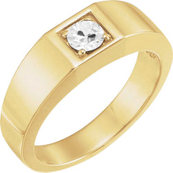 Taille Old Mine Diamant Fin Bague Solitaire en Or 14K Jaune