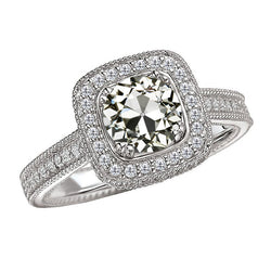Brillant Bague Sertie Halo 3 carats F/VS1 – Or Blanc 14 Carats
