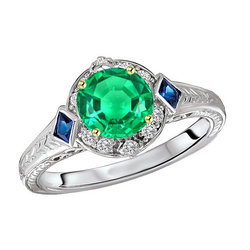 Éblouissant Émeraude Fine Bague Pierre Précieuse 2,50 carats
