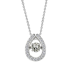 Taille Old Mine Diamant Pendentif Goutte en Or Blanc 14 Carats