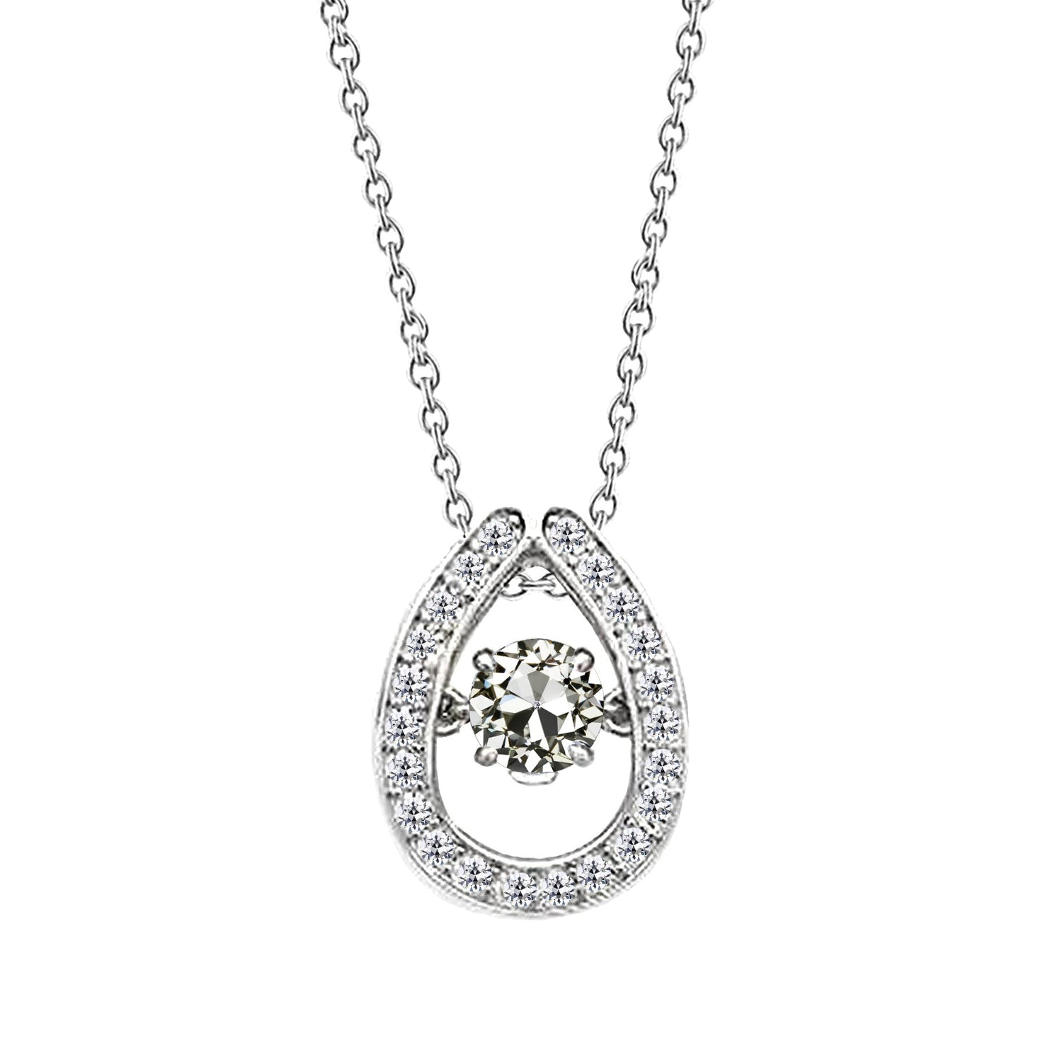 Pendentif Goutte Or Blanc 14 Carats avec Diamant – vue principale