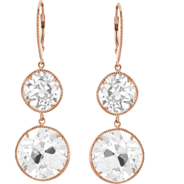 Diamant Fin Pendants d'Oreilles 7-carats Or Rose 14 Carats – vue principale