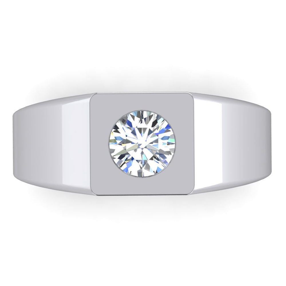 Brillant Bague Masculine 1 carats 10K White Gold – vue de côté