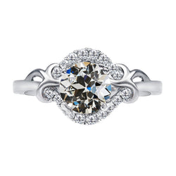 Diamant Bague Halo 2 carats F/VS1 – Or 14K Blanc