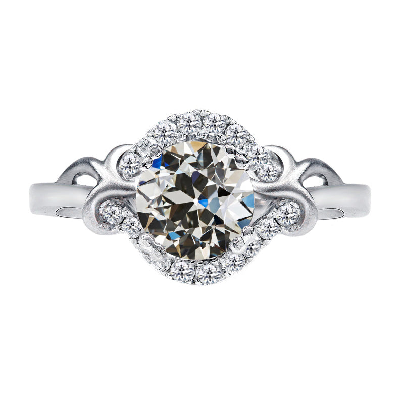 Diamant Bague Halo 2-carats Or 14K Blanc – vue principale