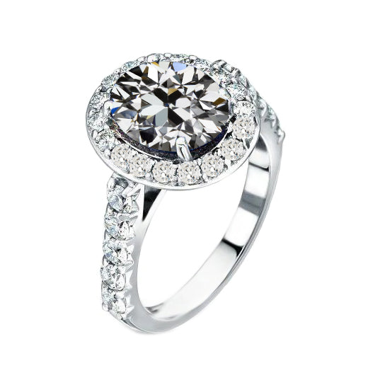Brillant Bague Halo 3,50-carats Or 14K Blanc – vue principale