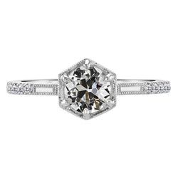 Brillant Bague Solitaire avec Accents avec Diamant Fin Bague