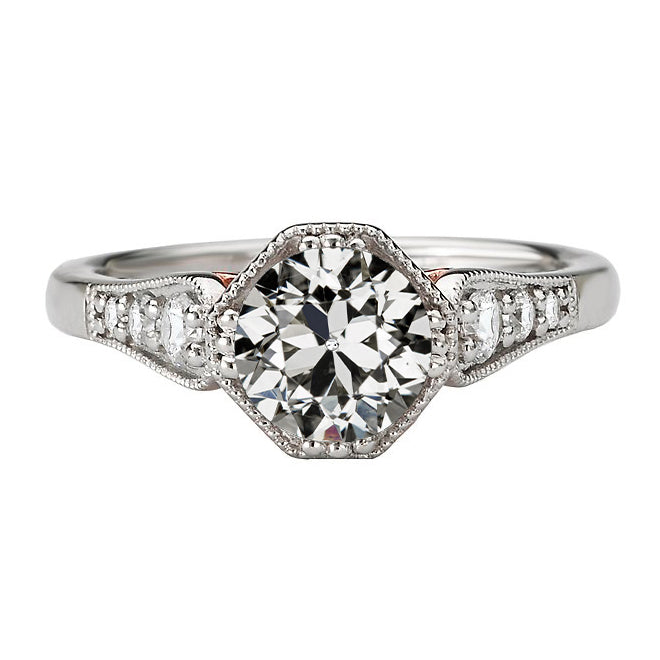 Diamant Bague Solitaire avec Accents 2,50 carats Or 14K Blanc – vue principale