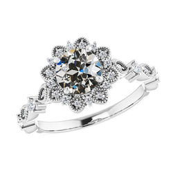 Diamant Fin Bague Solitaire avec Accents 1 carats F/VS1 – Or