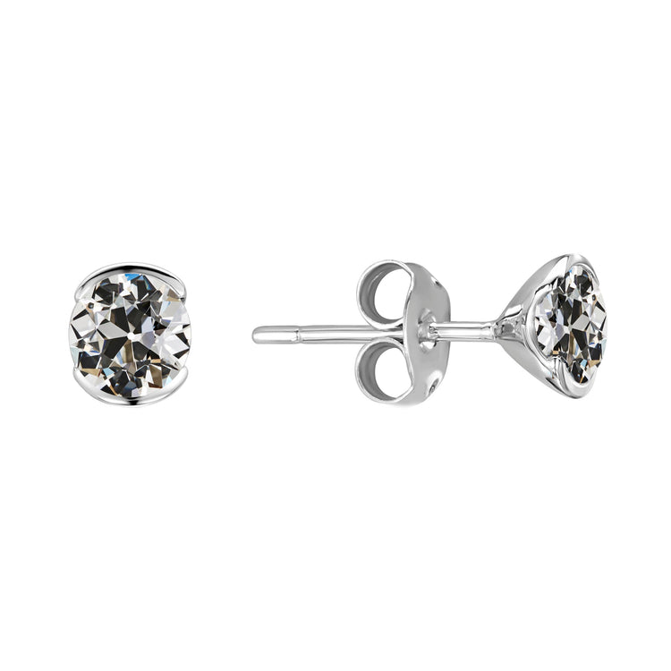 Diamant Fin Coussin Antique Pendants d'Oreilles en Or Blanc 14 Carats – vue principale