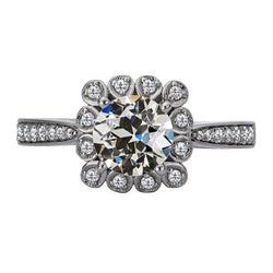 Brillant Bague de Fiançailles Halo 2 carats F/VS1 – Or 14K Blanc