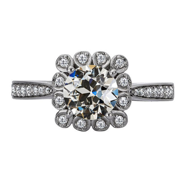 Bague de Fiançailles Halo Or 14K Blanc avec Brillant – vue principale