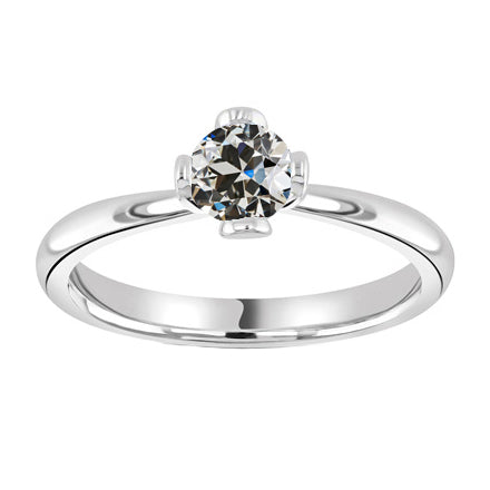 Diamant Taille Old Mine Solitaire de Fiançailles en Or 14K Blanc – vue principale