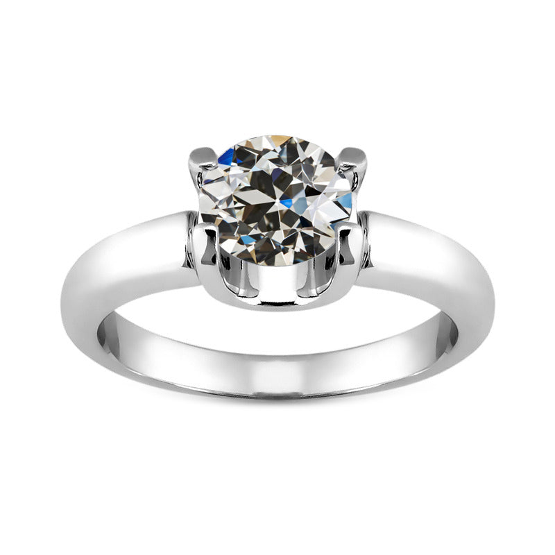 Bague Mono-Pierre Or Blanc 14 Carats avec Diamant – vue principale