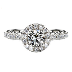 Coussin Antique Brillant Bague Sertie Halo – 1 carats en Or