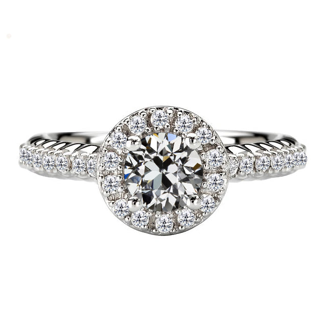 Brillant Bague Sertie Halo 1-carats Or Blanc 14 Carats – vue principale