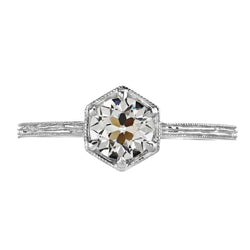 Diamant Fin taille Taille Old Mine Bague Mono-Pierre 2 carats