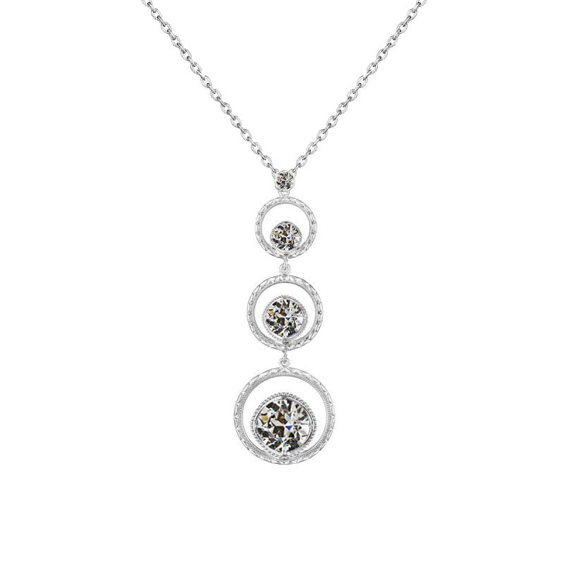 Pendentif Or Blanc 14 Carats avec Diamant Fin – vue principale