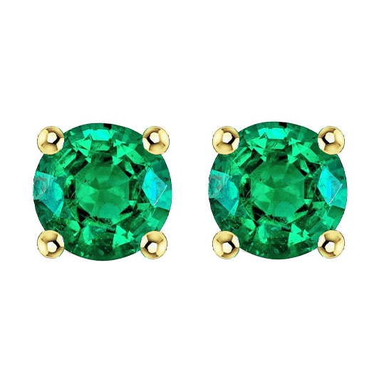 Taille Brillant Émeraude Colombienne bague en Or Deux Tons 14 Carats – vue principale