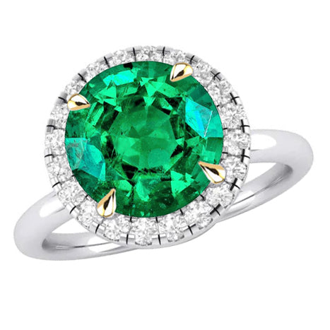Bague avec Gemme Or Bicolore 14 Carats avec Émeraude Colombienne – vue principale