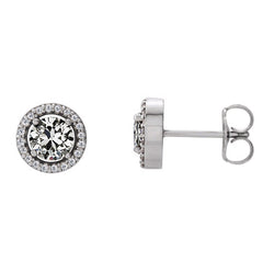 Puces d'Oreilles Or Blanc 14 Carats avec Diamant Fin – 1 carats