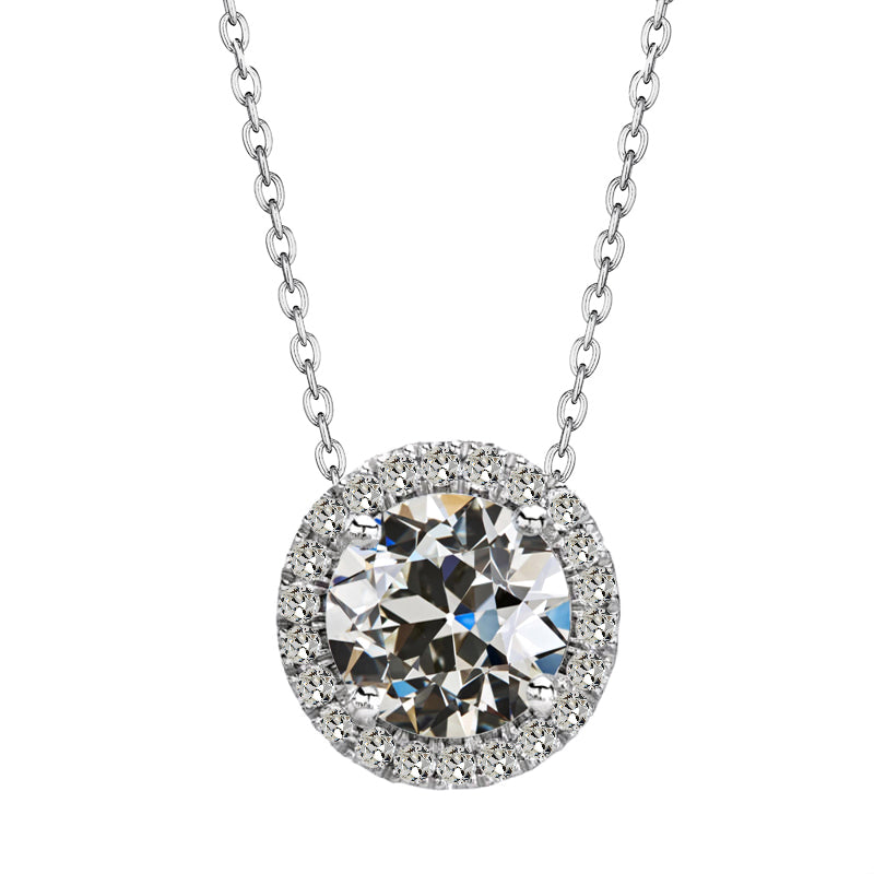 Diamant Fin Taille Old Mine Halo en Or 14K Blanc – vue principale