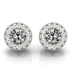 Diamant Fin Boucles d'Oreilles 1,50 carats – Or 14K Blanc