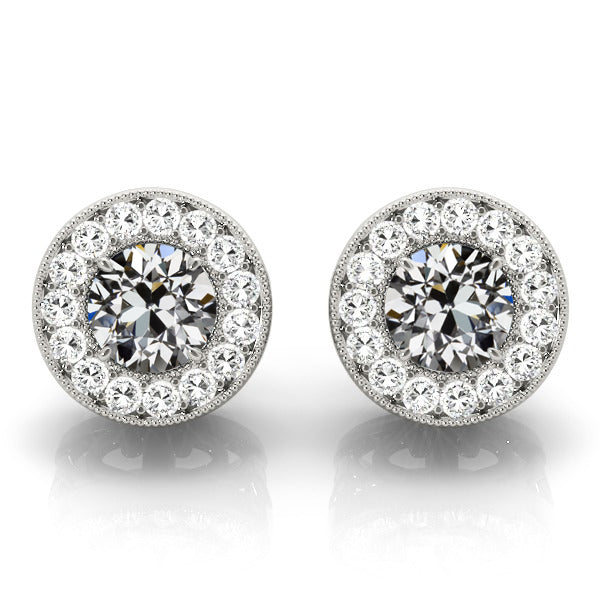 Boucles d'Oreilles Or 14K Blanc avec Diamant Fin – vue principale