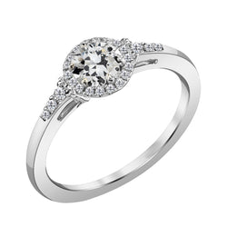 Bague Sertie Halo Or Blanc 14 Carats – Brillant Coussin Antique