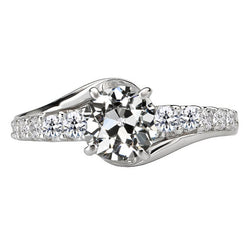 3 carats Brillant Bague Solitaire avec Accents en Or Blanc 14