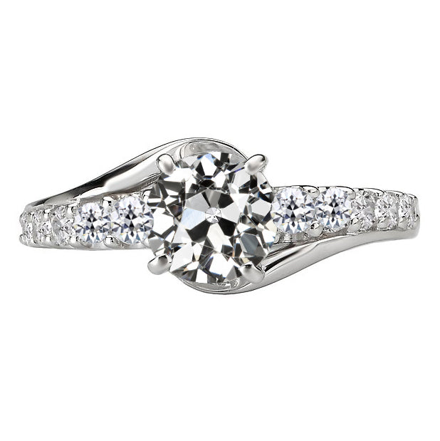 Haut de gamme Bague Solitaire avec Accents 3 carats – vue principale