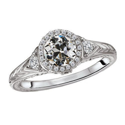 Vintage Diamant Fin Bague de Fiançailles Halo 2 carats – Or