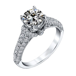 Diamant Bague Solitaire avec Accents – Or 14K Blanc 3 carats