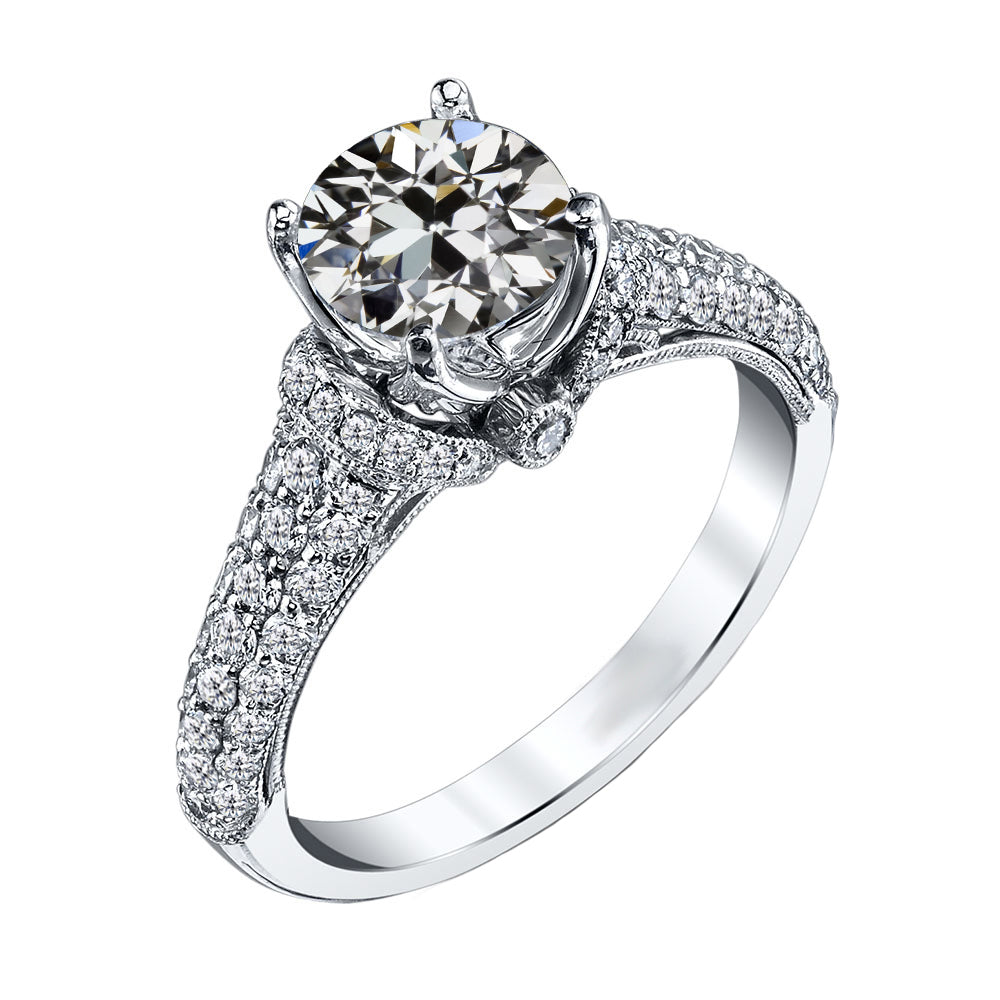Diamant Bague Solitaire avec Accents 3 carats Or 14K Blanc – vue principale