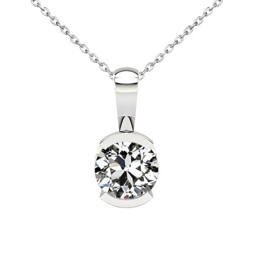 Diamant Fin Pendentif Goutte 1,50 carats Or 14K Blanc – vue principale