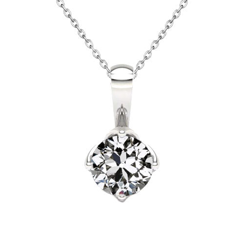 Taille Old Mine Diamant bague en Or 14K Blanc – vue principale