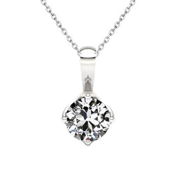 Or 14K Blanc Diamant Pendentif – 1,50-carats Taille Old Mine