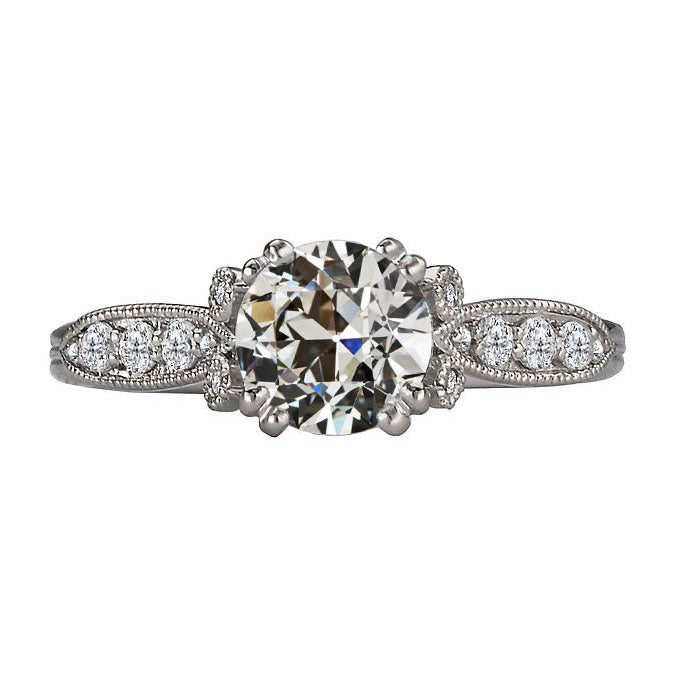 Diamant Fin Taille Old Mine Anniversary Ring en Or Blanc 14 Carats – vue principale
