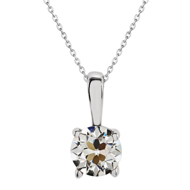 Diamant Fin Taille Old Mine Pendentif Goutte en Or Blanc 14 Carats – vue principale