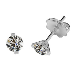 Boucles d'Oreilles Or 14K Blanc – Diamant Fin Taille Old Mine 3